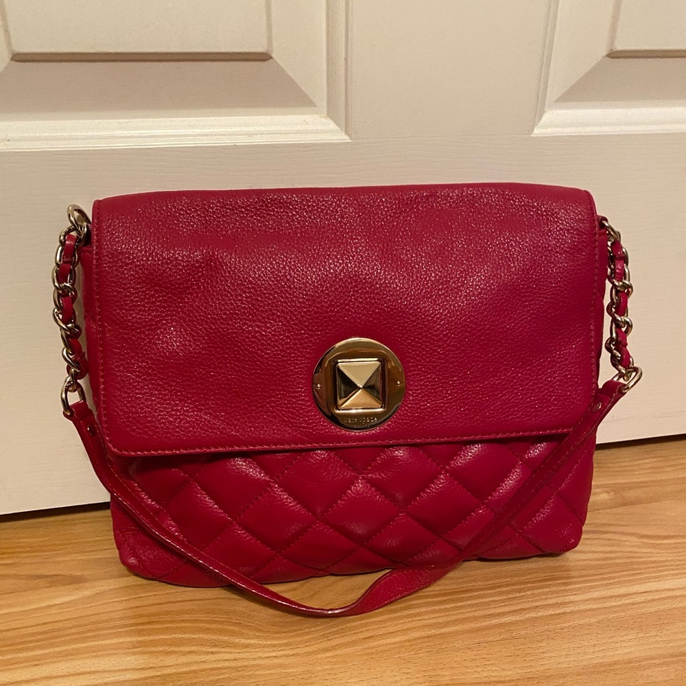 kate spade bright red quilted leather tote